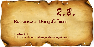 Rohonczi Benjámin névjegykártya
